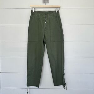 Marissa Webb Women’s 0 Olive Green Laszlo High Rise Lace Up Straight Pants